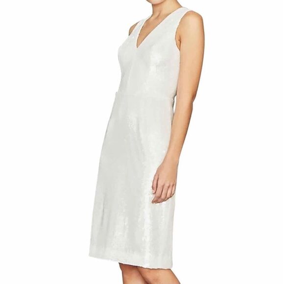 AMSALE Clear Sequin Sleeveless Sheath Dress, White, Wedding, Party, Size 10, NWT - Picture 4 of 16